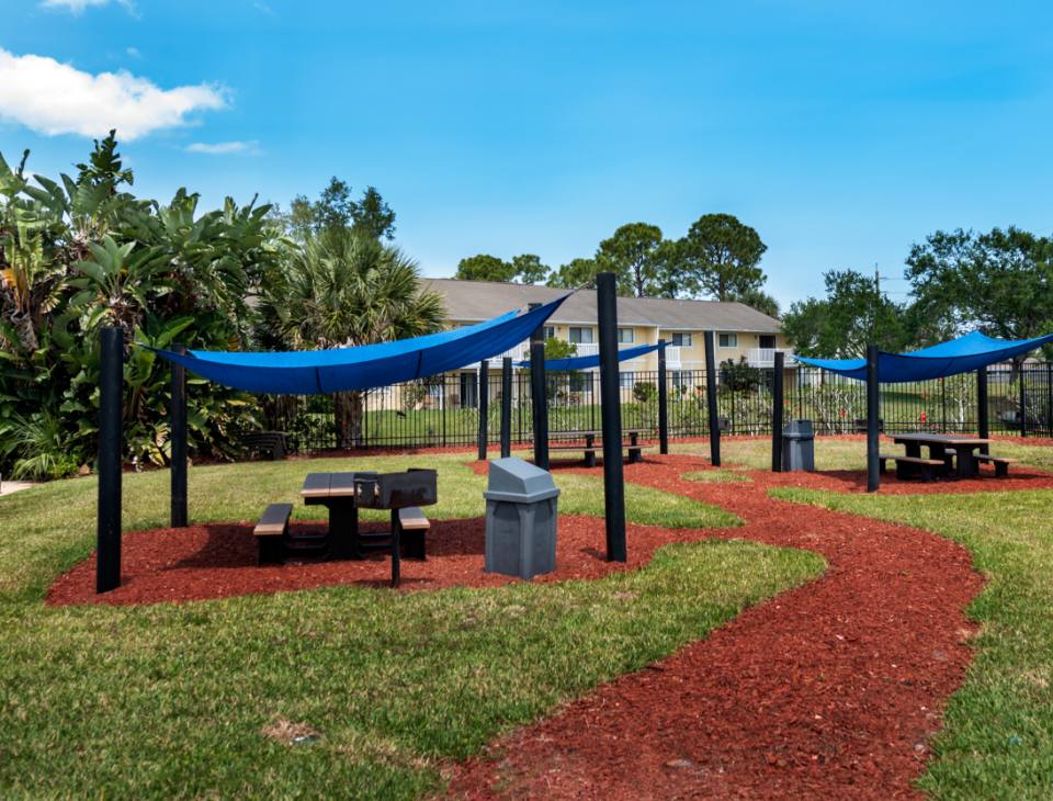 Picnic area, Woodlake Village, Palm Bay, Florida.